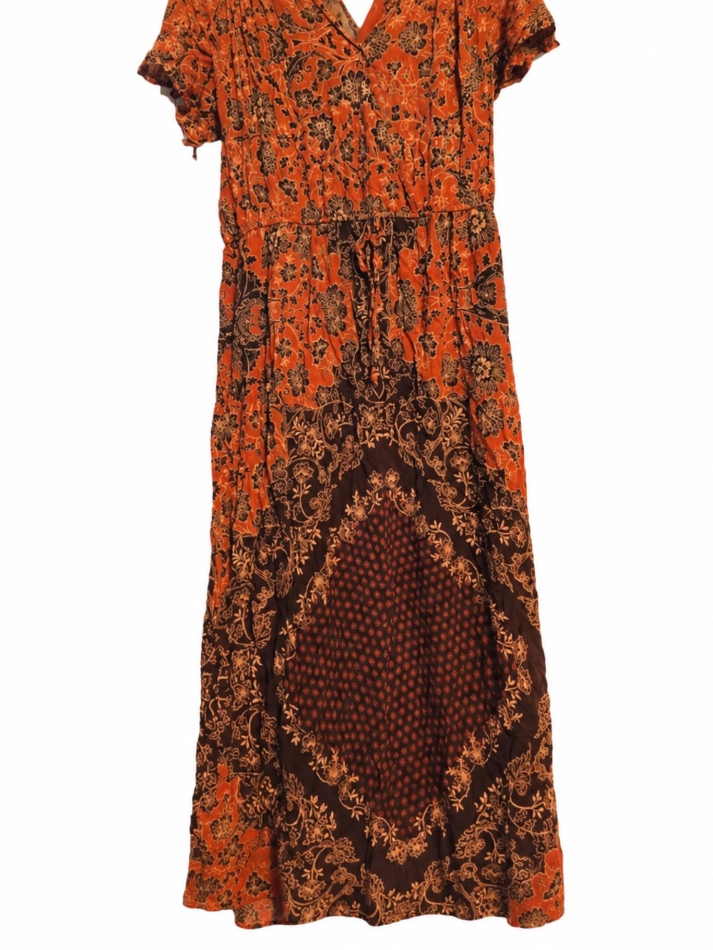 Maurices Orange and Brown Floral Maxi Dress